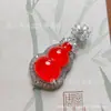 Atacado Banhado a Prata Incrustado Calcedônia de Gelo Pingente de Cabaça Ágata Branca Colar de Jade Feminino Pingente de Jade Fornecimento ao Vivo