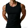 Camiseta sin mangas acanalada para hombre de tendencia en TikTok para verano, versátil top sin mangas ajustado para deportes y para usar en capas