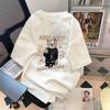 Venta al por mayor del fabricante Tendencia Verano Estilo Americano Estampado de Texto Patrón Manga Corta Versátil Moda Holgado Cuello Redondo Top para Hombre