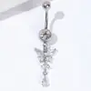 Anel de Umbigo Borboleta Europeu e Americano Transfronteiriço Pingente Sexy Moderno Confiante Brilhante Zircônia Joia para Piercing Corporal Unha do Umbigo