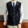 Suéter Cardigan Masculino Inverno Manga Longa Botão Único Malha Roupa Masculina Jaqueta de Tricô Jacquard Engrossada Roupa de Pai