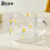 Copo de Vidro Doméstico Grande Capacidade com Estampa de Leite e Canudo, Copo de Café da Manhã Cartoon Fofo e Esteticamente Agradável