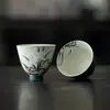 Xícara de Chá Cerâmica Orquídea Pintada à Mão Estilo Antigo para Uso Doméstico, Adequada para Chá Kung Fu, Xícara Individual para Beber Chá