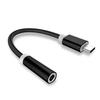 Cabo adaptador de fone de ouvido trançado tipo c cabo de dados para fone de ouvido tipo c cabo de áudio TYPE-C para 3,5MM