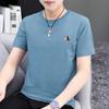 Pure Cotton T-shirt Masculino de manga curta Round Neck Top Clothes Summer Loose Trendy Cotton Half-sleeved Sports T-shirt Base Shirt