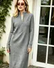 Vestido Tricô de Fornecimento Especial Transfronteiriço Russo Feminino Longo Grosso Quente Resistente ao Frio Solto Gola Alta Camada Base Vestido de Lã