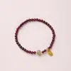 Pulseira Natural de Granada de Três Círculos para Mulheres, Pulseira Presente de Cristal Jade Hetian, Nicho de Luxo Acessível, Pulseira Simples e Versátil