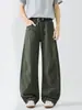 Jeans de Trabalho Wide-Leg Estilo Retro Americano para Homens 2026 Novo Estilo Calças Soltas de Perna Reta Barra Curva Comprimento Total Roupa Masculina