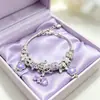 Pulseira Pan Jia Venda Quente Transfronteiriça Pulseira DIY Flor de Strass Roxa Estrela de Cinco Pontas Nota Musical Abelha Pingente Joia