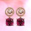 Brincos Caibao série rosa rubi coreano brincos de ouro rosa 18k joias de prata atacado