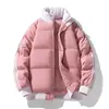 Chaqueta de algodón color block de tres rayas para hombre, invierno, gruesa, cálida, cuello alto, moderna, versátil, holgada, casual, para pareja, abrigo a rayas
