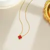 Collar de Trébol de Cuatro Hojas Dorado de Alta Calidad Venta Caliente Transfronteriza Colgante de Cadena para Clavícula de Flor de Trébol de Cuatro Hojas de la Suerte Venta al por Mayor