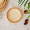 Productos Tejidos a Mano de Bambú y Ratán, Cesta Redonda Pequeña de Almacenamiento, Charola de Bambú, Plato de Bambú, Recogedor de Polvo Decorativo Creativo para el Hogar