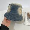 Primavera y Verano Nuevo Vintage Viejo Sombrero de Pescador de Mezclilla para Mujer Roto Parasol Protector Solar Sombrero de Cubeta Sombrero Simple Joker para Hombre