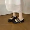 Zapatos Mary Jane de Estilo Coreano con Doble Hebilla Suave 2026 para Mujer con Punta Redonda, Suela Suave, Felpa Adentro, Cálidos, Corte Bajo, Zapatos de Piel con Piel