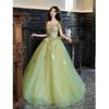 Vestido de Noche de Hada de las Flores para Mujer Estudiante Ceremonia de Mayoría de Edad Anfitrión Compromiso Vestido de Tul de Princesa Hombro Descubierto Examen de Arte Actuación
