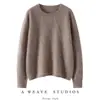 Outono e Inverno Nova Malha de Cashmere de Cor Sólida com Gola Redonda Pulôver de Moda Pesada Feminino Malha de Manga Longa Malha com Camiseta Básica