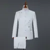 Traje de Apresentador Estilo Chinês Adulto Masculino Terno Zhongshan Traje de Performance Vestido de Cantor Terno de Performance Coral Estilo Chinês