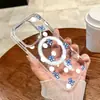 Capa de telefone transparente magnética mais vendida da Amazon, capa rígida para iPhone 16 Pro Max com estampa floral de bolinhas brancas, estilo ins