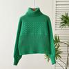 Suéter de cuello alto para otoño e invierno, de manga larga, talla grande, tejido para mujer, exportación transfronteriza europea y americana, hilo retorcido, tejido de color puro para mujer
