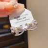 Pendientes de botón de plata con forma de poni y circonita de lujo, Pendientes únicos y creativos de nicho de alta gama, Pendientes minimalistas de estilo francés con temperamento
