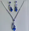 Conjunto de Collar de Novia Más Vendido en Europa y América, Cadena para Clavícula y Pendientes de Corazón de Cristal Versátiles de Alta Gama Juego de Dos Piezas Accesorios de Boda