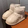 Pantuflas de Tela de Plumón para Otoño e Invierno con Soporte en el Talón, Suela Gruesa para Mujer, Sensación Acolchada, Velcro, Impermeables, Calientes, Botines Cortos para Exteriores de Pareja