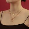 Jóias transfronteiriças europeias e americanas Corrente de cobra plana de três camadas Colar de pingente de estrela cruzada crescente Colar de pingente feminino Spice Girl All-match Stacked Necklace
