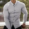 Camisas Casuales para Hombre Transfronterizas de Amazon, Sin Planchar, Deportivas, de Fitness, de Negocios, para Primavera y Otoño, Camisas de Manga Larga Antiarrugas para Hombre