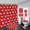 Serie Día de San Valentín Cortina de Ducha Felpudo Cuatro Piezas Baño del Hogar Separación Seco y Húmedo Cortina de Ducha Cortina de Ducha Impermeable