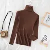 Suéter de cuello alto ajustado, top de punto, jersey de manga larga, color liso, forro interior, nuevo 2025, suéter explosivo para mujer, otoño e invierno