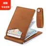 Couro de Cavalo Louco de Primeira Camada Europeu e Americano Couro Genuíno Retrô Porta-Notas de Dólar Porta-Notas de Metal Bolsa para Cartões Rfid Porta-Cartões Personalização de Fábrica