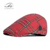 Gorra de Béisbol Delgada Transpirable para Hombre de Primavera y Verano, Boina Retro Británica para Mujer, Gorra Casual a Cuadros
