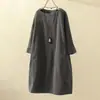 Outono e Inverno Novo Vestido de Veludo Cotelê Retro Cor Sólida Vestido Solto Roupa Feminina Plus Size para Meninas Cheinhas