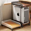 Suporte para gabinete de computador, prateleira de armazenamento de chão sob a mesa, multicamadas, ajustável e base móvel para gabinete de computador para uso no escritório e em casa