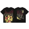 2026S Transfronterizo Em Marca de Moda Americana Ángel Retro Logo de Pedrería Hip-Hop Holgada Manga Corta Estampado Completo Camiseta de Pareja