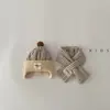 Conjunto de Chapéu e Cachecol para Bebê Peça Dupla Estilo Outono e Inverno Bolinhas Listras Combinação de Cores Chapéu com Proteção para Orelhas Conjunto para Bebê