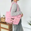 Nova Bolsa de Mão Bordada de Desenho Animado, Bonita e Macia, Bolsa de Ombro de Grande Capacidade, Bolsa Tote Versátil para o Dia a Dia em Algodão Acolchoado