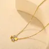 Collar Colgante de Cuatro Hojas de Trébol con Diamantes Goteo de Aceite Europeo y Americano Moda Cadena para Clavícula de Acero Inoxidable de Alta Gama Venta al por Mayor