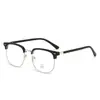 Nuevas Gafas Retro que Cambian de Color para Cejas para Hombres, Modernas de Media Montura con Lentes que Cambian de Color Antiluz Azul, Elegantes Gafas Planas Fotosensibles que Cambian de Color