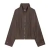 Chaqueta Bomber Elegante a Cuadros para Mujer con Cuello Alto Estilo Europeo y Americano 2026 Nueva Moda 6318268