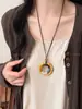 Nuevo collar colgante de pez de palisandro estilo chino, estilo étnico vintage, cadena larga versátil para suéter, accesorio de diseñador para mujer