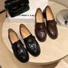 En Stock~Mocasines de Piel Genuina con Forro de Felpa, Zapatos Versátiles Redondos para Mujer, Nuevo Estilo Otoño 2026 Mocasines Perezosos sin Cordones