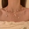 Collar de Perlas Estrelladas de Alta Gama para Mujer, Diseño de Nicho de Lujo Ligero, Cadena para Clavícula, Cadena para el Cuello, Vestido de Novia, Accesorios para Banquetes
