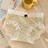 Ropa Interior de Encaje para Niña Sexy Linda de Cintura Media Sin Costuras Algodón Puro en la Entrepierna Seda de Hielo Lunares Bragas Triángulo Mujer Verano Delgadas