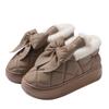 Pantuflas de algodón con tacón de bolsa y borde cálido para mujer, de invierno, cálidas, forradas con vellón, con sensación de estiércol, impermeables, con lazo y suela gruesa de algodón.