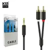 KIN-KY142 1-2 AV Línea de Audio Línea de Audio Línea de Auriculares 3.5mm a Doble RCA 2rca Línea de Audio