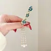 Grampo de Cabelo Flor de Ameixa Pérola para Mulheres, Acessório de Cabelo Requintado de Alta Qualidade, Ornamento de Cabelo Estilo Antigo, Presilha com Franja, Acessório de Presilha Bico de Pato