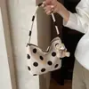 Bolsa de ombro feminina com estilo suave, bolsa de mão de bolinhas, design minimalista de nicho com alça fina, adequada para primavera e verão, uso casual, bolsa para estudante e para o dia a dia