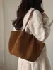 Bolso de mano casual de gamuza 2026 nuevo vintage piel de vaca esmerilada bolsa grande para el hombro para mujer bolso de hombro casual para el día a día